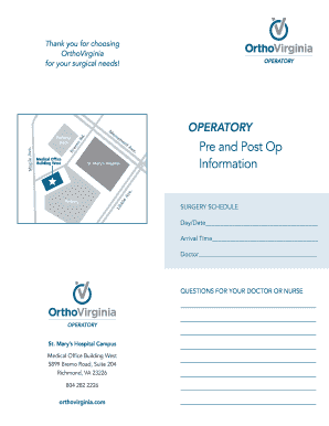 OrthoVirginia Pre and Post Op Information