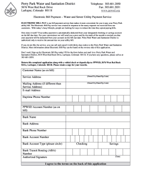 Perry Park Water and Sanitation District Electronic Bill Payment Application