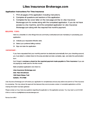 Time Insurance Application Form