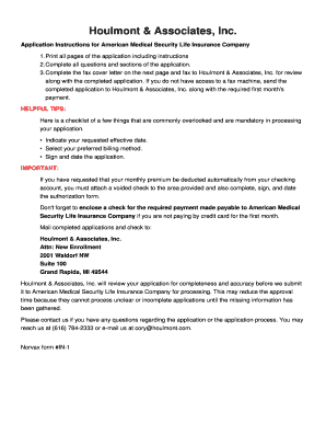 American Medical Security Life Insurance Application