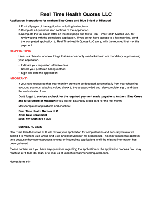 Missouri Blue Short Term Individual Enrollment Application