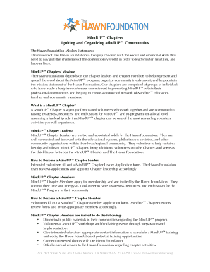 MindUP! Chapter Leader Application Form