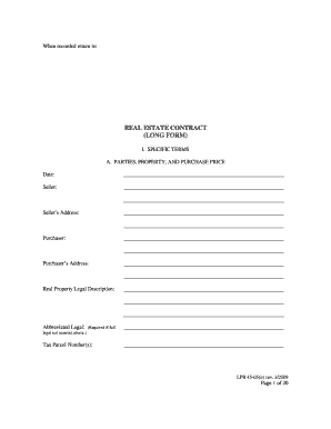 Real Estate Contract (Long Form)