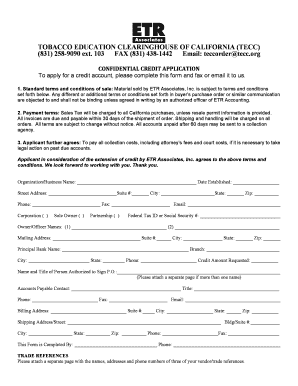 California Credit Application Form