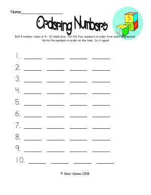 Dice Ordering Activity