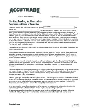 Limited Trading Authorization Agreement