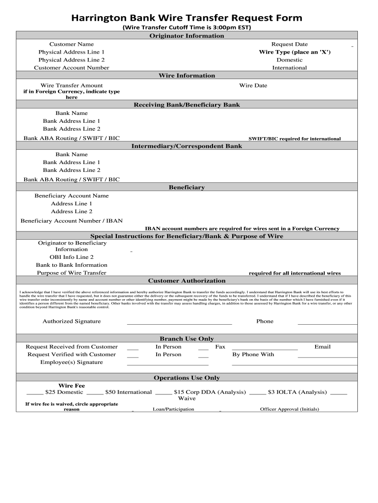 Wire Transfer Request Form Fill Online Printable Fillable Blank 