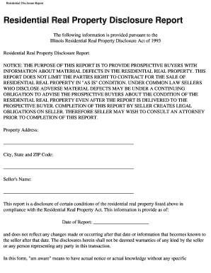 residential real property disclosure illinois 2006 form