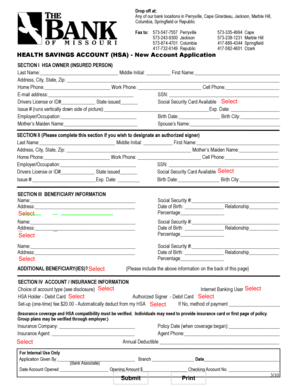 Health Savings Account Application