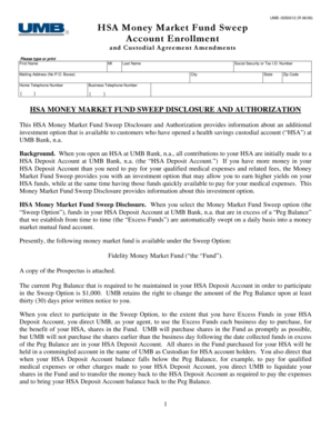 HSA Money Market Fund Sweep Enrollment Form