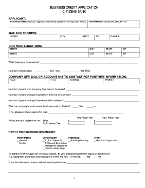 Business Credit Application