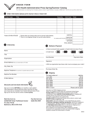Health Administration Press Order Form