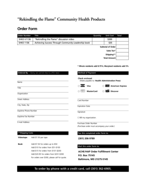 Community Health Products Order Form