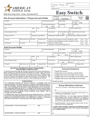 Bank Account Opening Form
