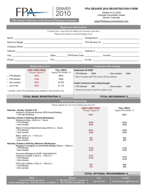 FPA Denver 2010 Registration Form