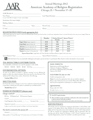American Academy of Religion Registration Form