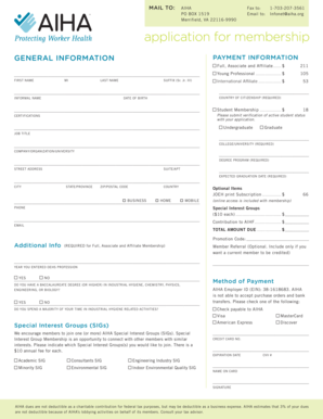 AIHA Membership Application Form