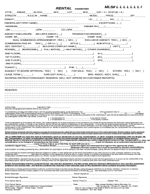 New Jersey Exclusive Rental Listing Agreement