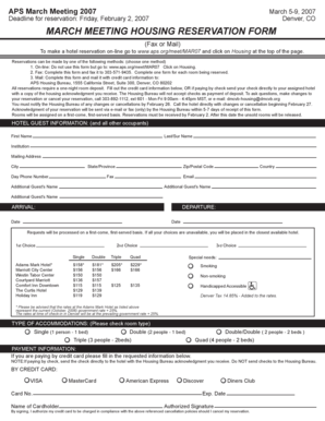 Sop manufacturing template - March meeting housing reservation form - aps