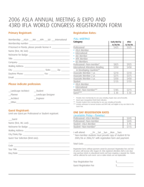 2006 ASLA Annual Meeting Registration Form