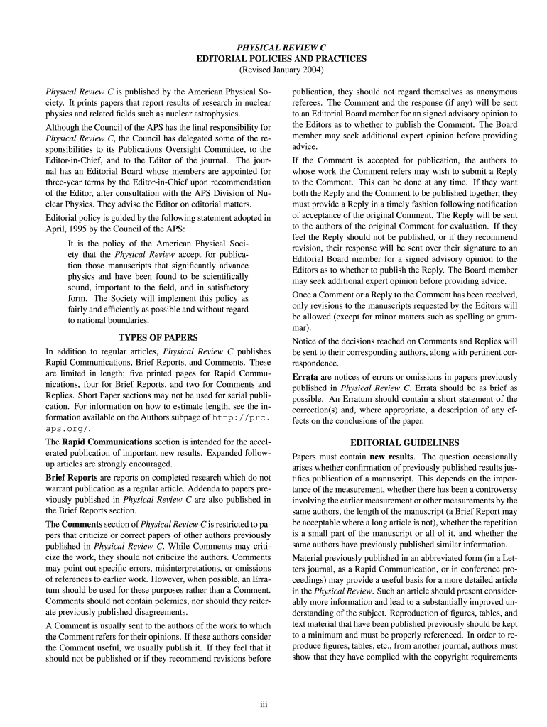 Physical Review C is published by the American Physical Society - forms aps Preview on Page 1