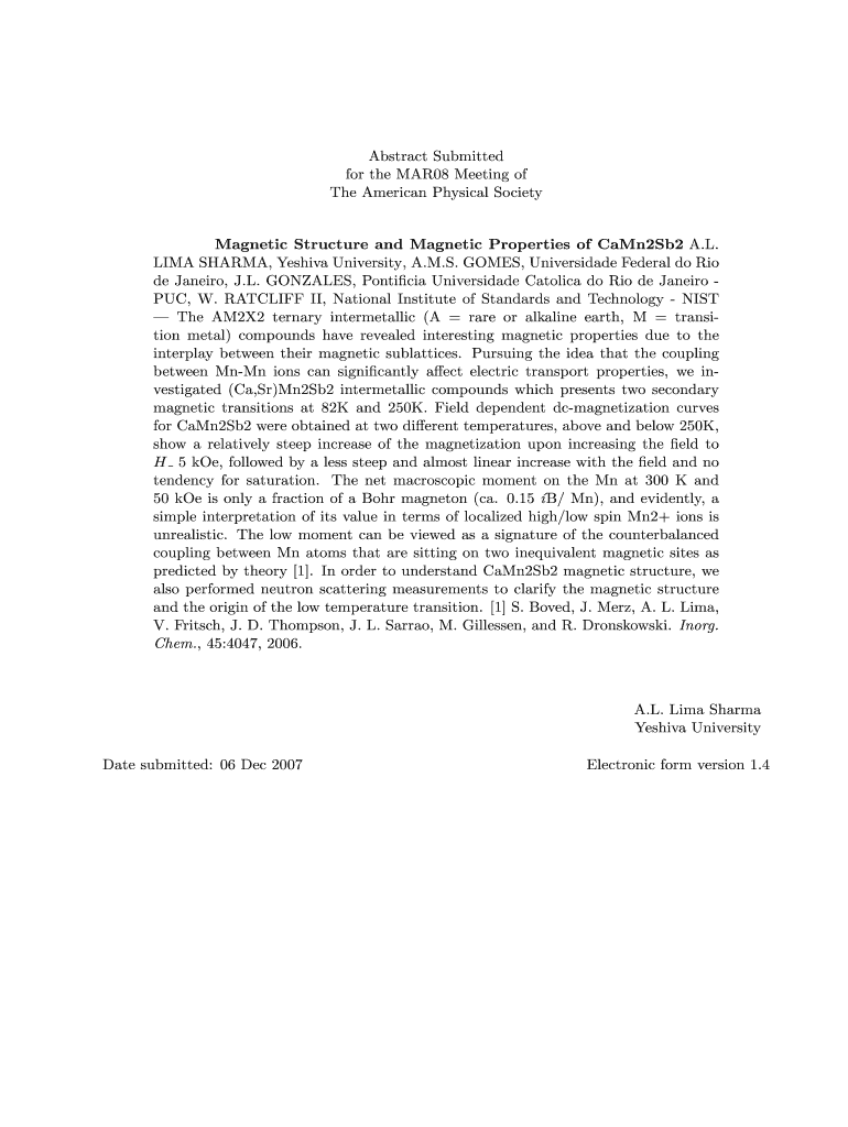 Magnetic Structure and Magnetic Properties of CaMn2Sb2 A - absimage aps Preview on Page 1
