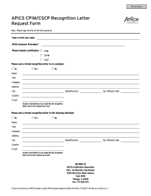 Letter of recognition fillable form - apics