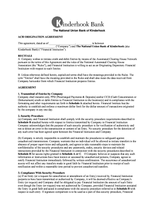 ACH Origination Agreement