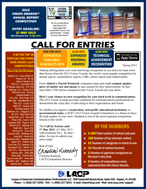 2012 Vision Awards Annual Report Competition Entry Form