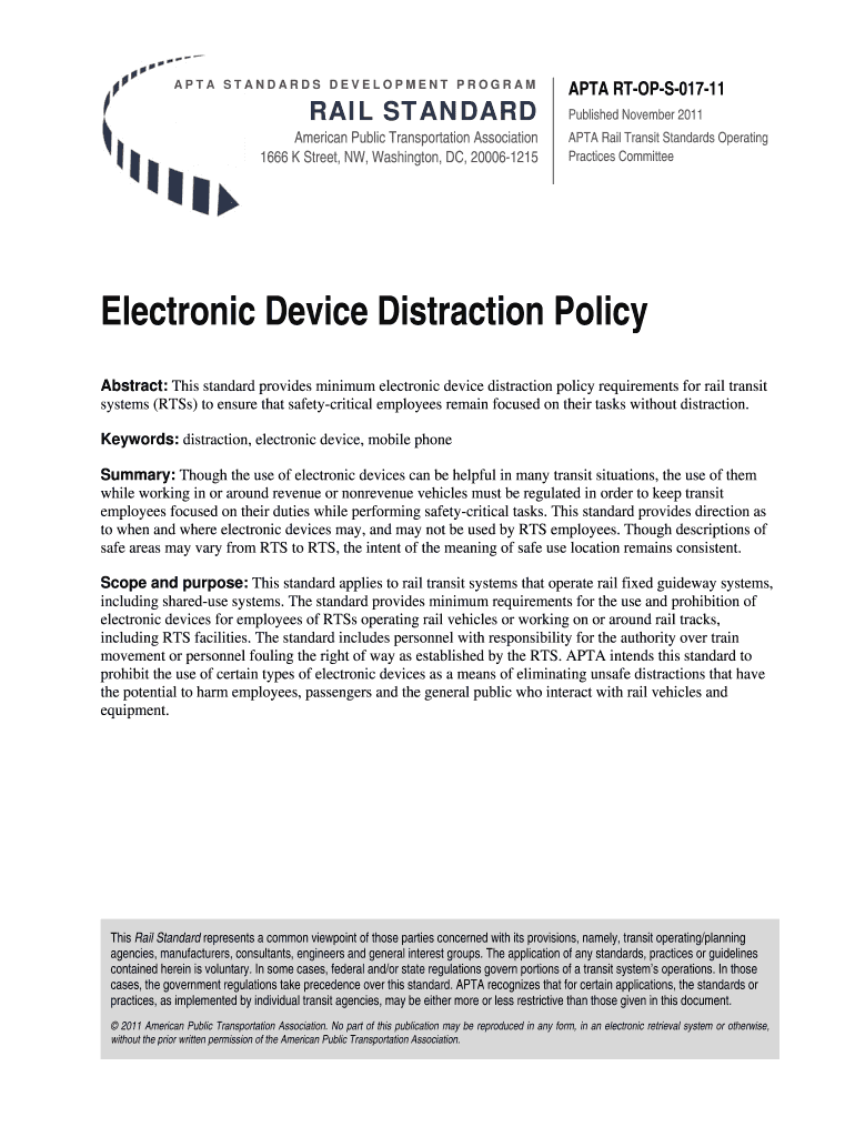 APTA STANDARDS DEVELOPMENT PROGRAM Preview on Page 1