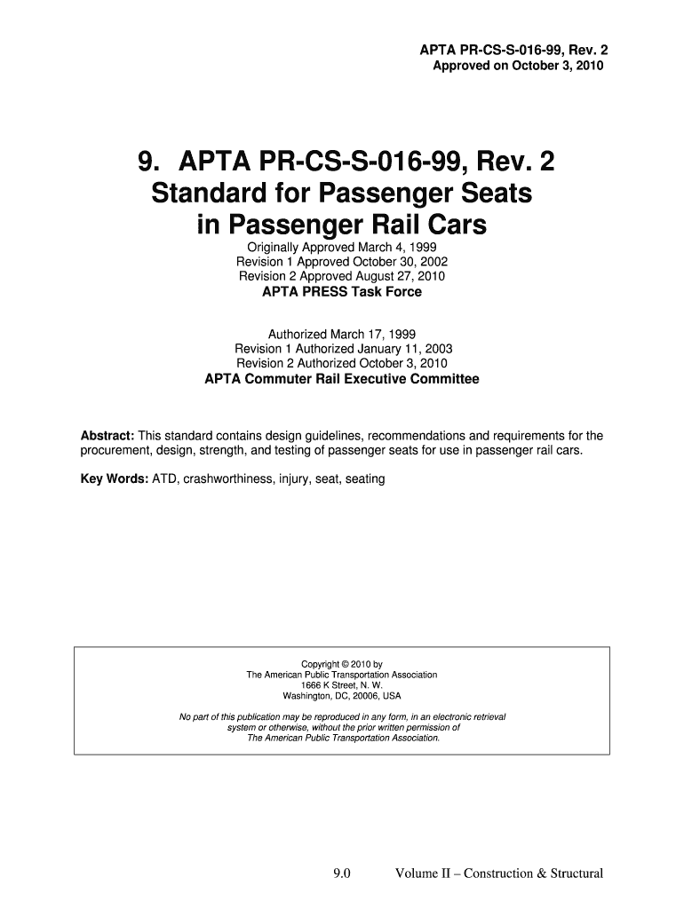 APTA PR-CS-S-016-99, Rev Preview on Page 1