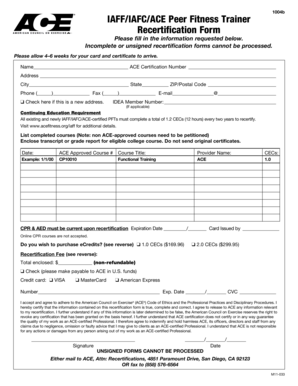 IAFF/IAFC/ACE Peer Fitness Trainer Recertification Form