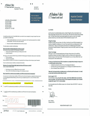 Hudson Valley Federal Credit Union Overdraft Notice