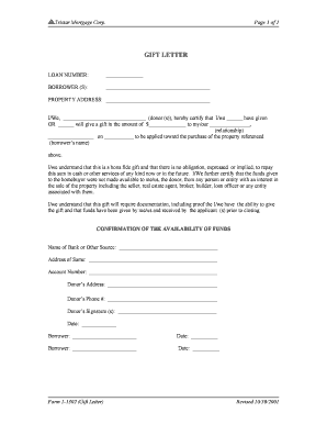 Gift Letter Form