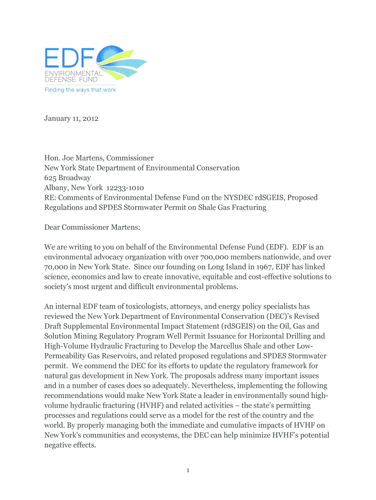 January 11, 2012 Hon Joe Martens, Commissioner New York State - blogs edf Preview on Page 1