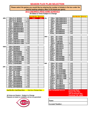 Cincinnati Reds Season Flex Plan Selection