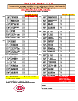 Cincinnati Reds Season Flex Plan Selection