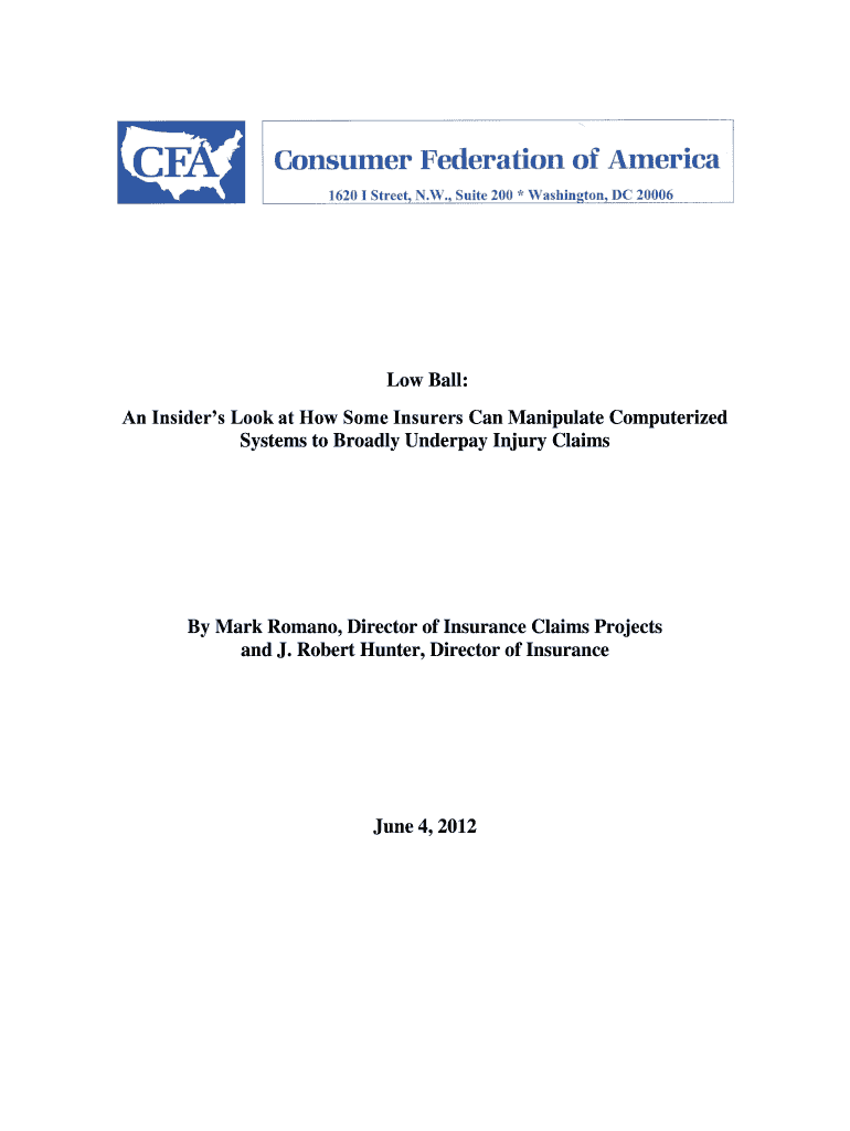 Low Ball - Consumer Federation of America Preview on Page 1