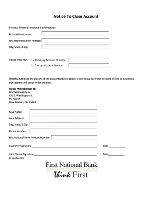 Notice To Close Account