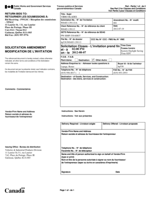 Canada Government Bid Solicitation Form