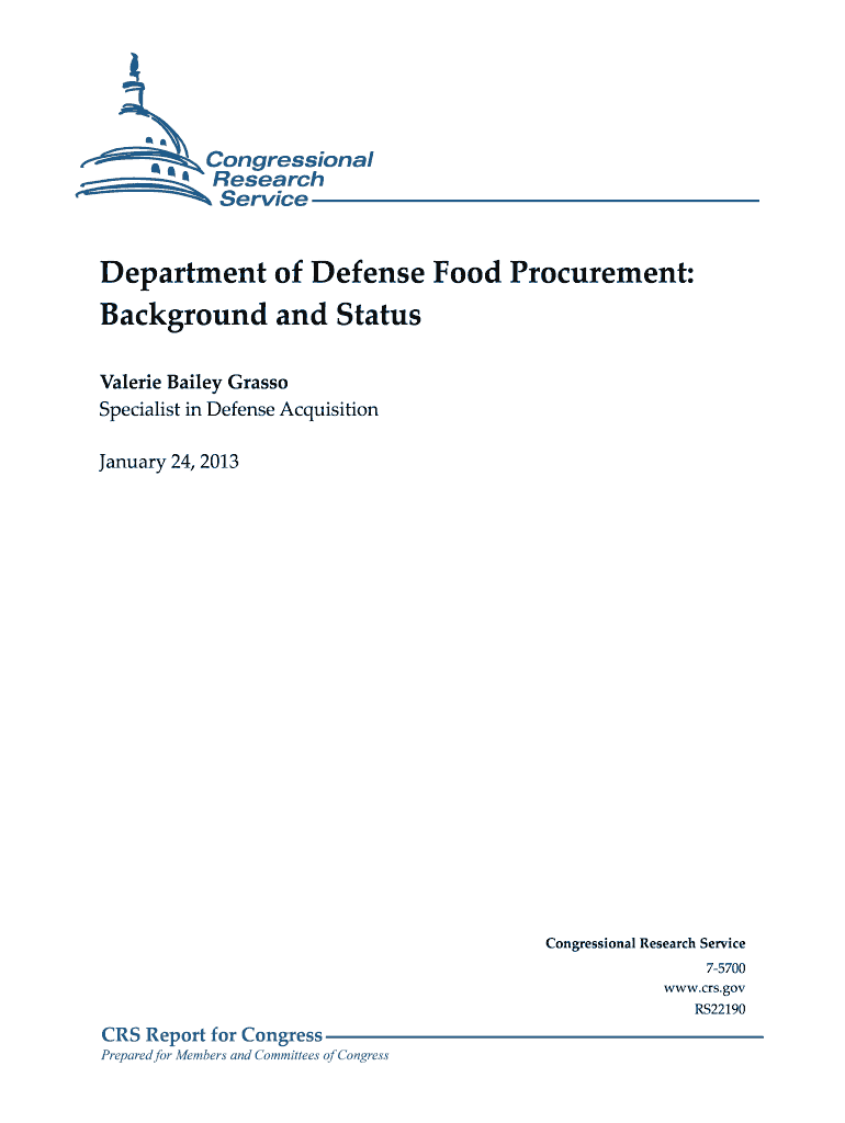 Department of Defense Food Procurement: Preview on Page 1