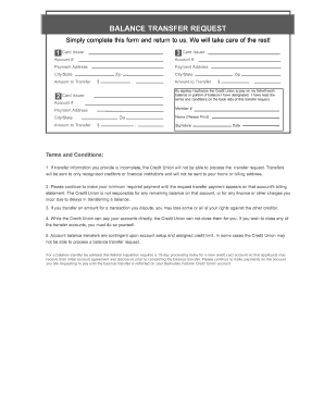Balance Transfer Request Form