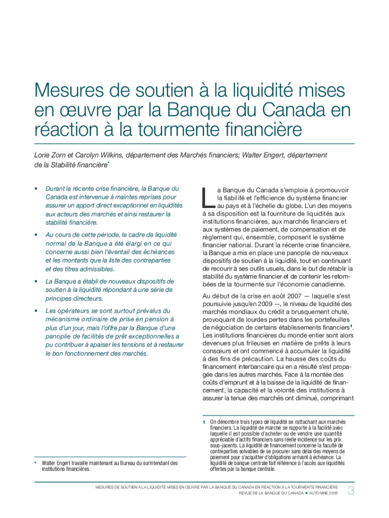 Mesures de soutienla liquidit mises - Banque du Canada Preview on Page 1
