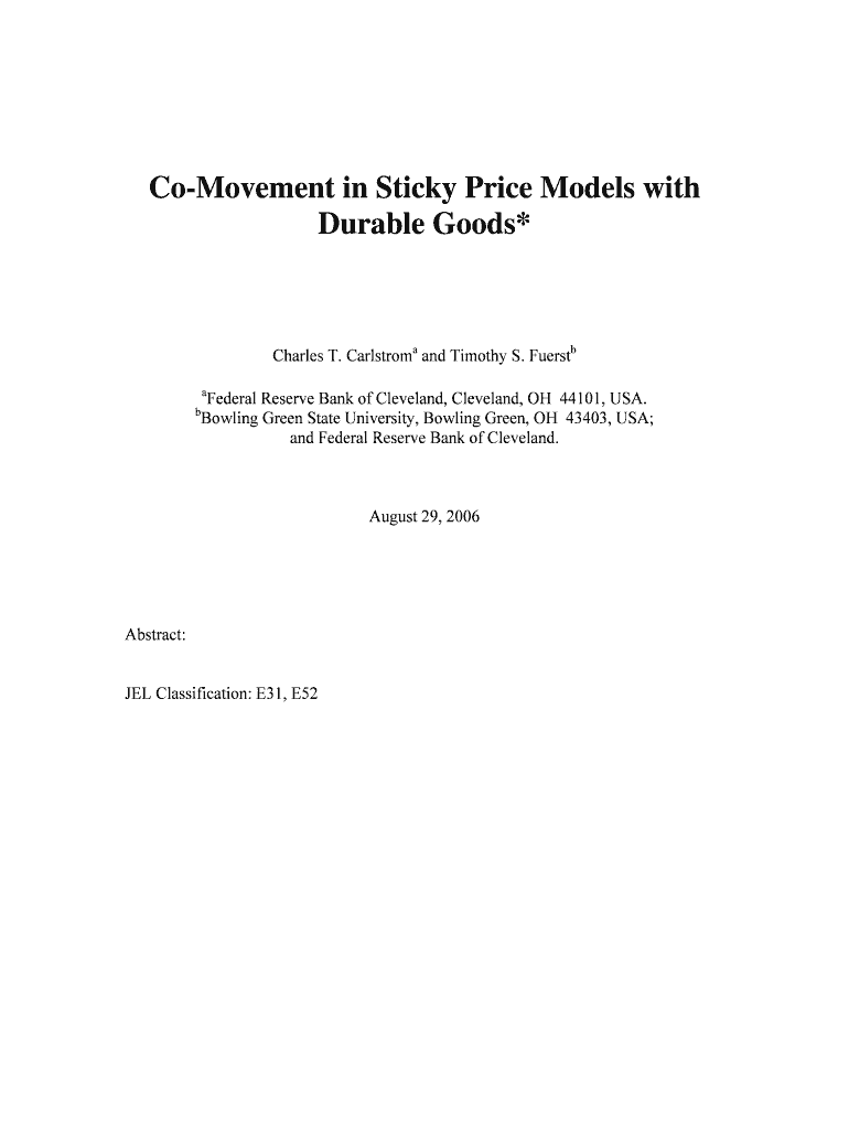 Co-Movement in Sticky Price Models with Preview on Page 1