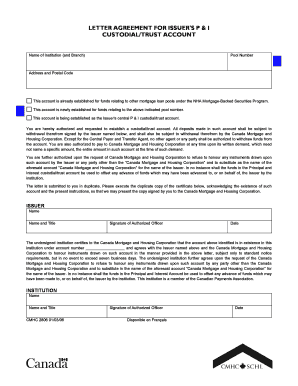 2806 Letter Agreement for Issuer's P & I Custodial/Trust ... - SCHL