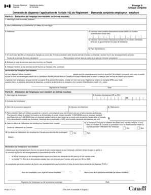 Demande de dispense l'application de l'article 102 du Règlement – Demande conjointe employeur / employé