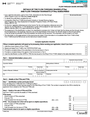 Canada Revenue Agency Form T100B