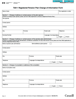 T2011 Registered Pension Plan Change of Information Form