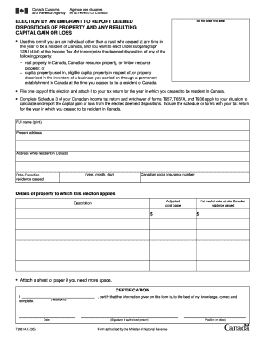 Canada Emigrant Tax Election Form