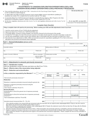 Canadian Exploration Expenditures Adjustment Form T101B